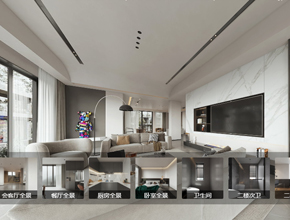现代三层大别墅全案设计 VR360展示